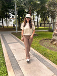 Crop beige con estampado blanco