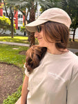 Crop beige con estampado blanco